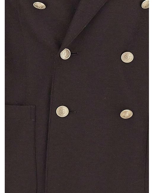Eleventy Black Double-Breasted Peak-Lapel Blazer for men