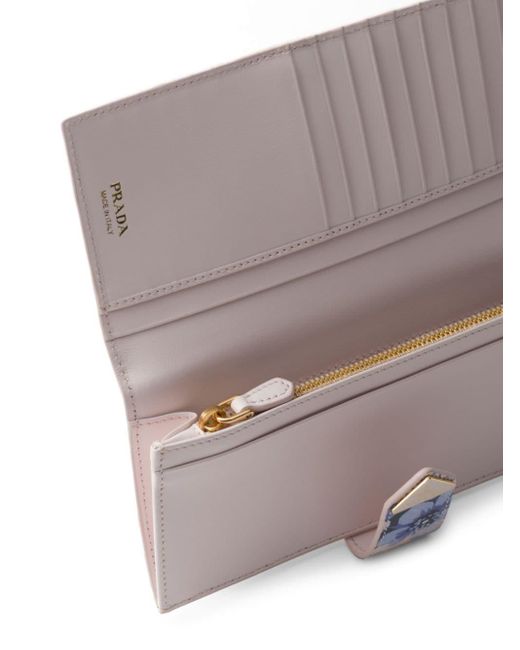 Prada White Large Printed Saffiano Leather Wallet