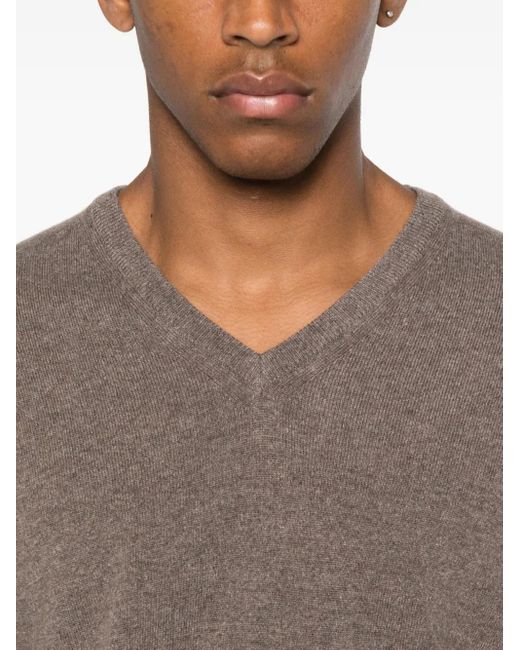 Fedeli Brown V-Neck Sweater for men