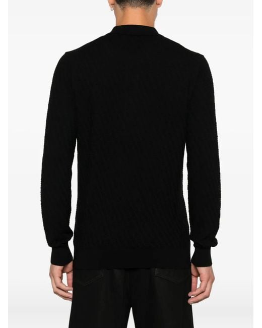 Paolo Pecora Black Jacquard Polo Shirt for men