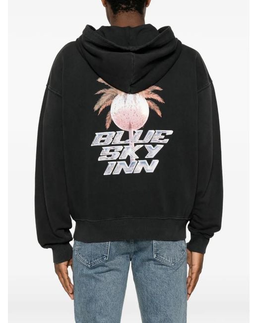 BLUE SKY INN Black Disco Palm Hoodie for men