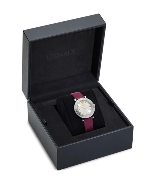 Versace Red Ronda Greca-Detail Leather Watch