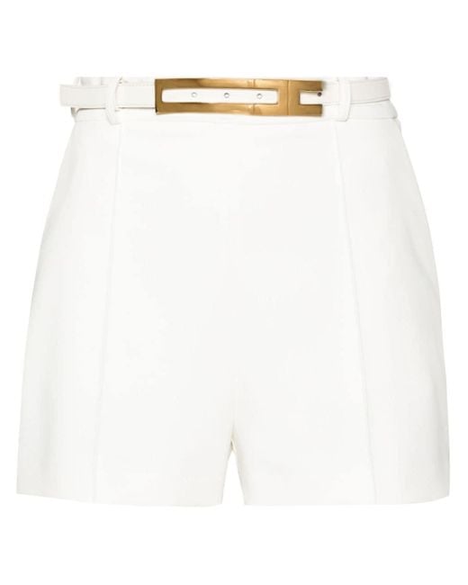 Elisabetta Franchi White Belted Crepe Shorts