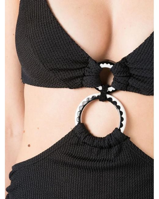 Amir Slama Black Ribbed-Detail Halterneck Dress