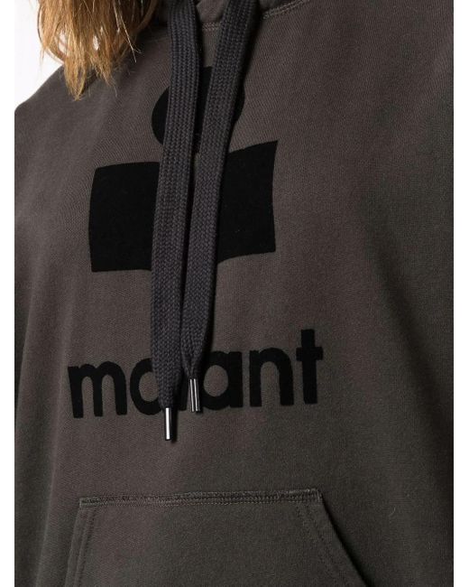 Isabel Marant Black Cotton Mansel Hoodie Sweatshirt With Front Logo