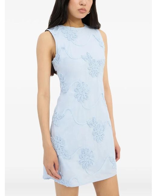 ROTATE BIRGER CHRISTENSEN Blue Floral-Appliqué Mini Dress