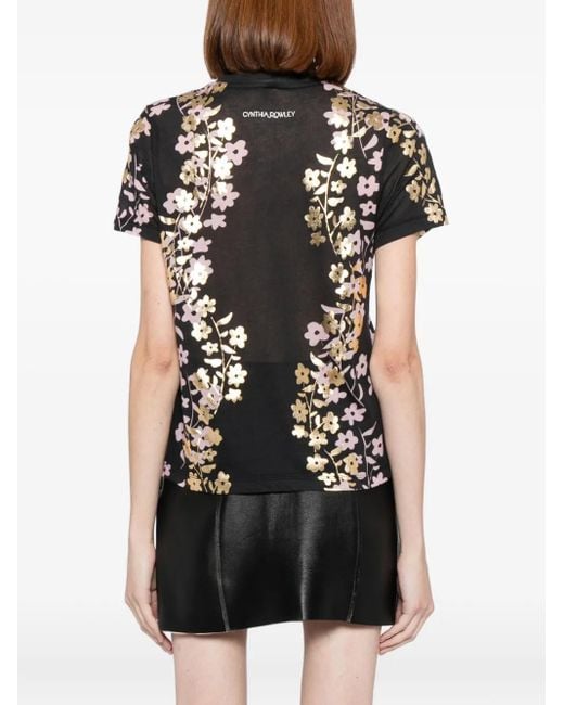 Camiseta con estampado brillante Cynthia Rowley de color Black