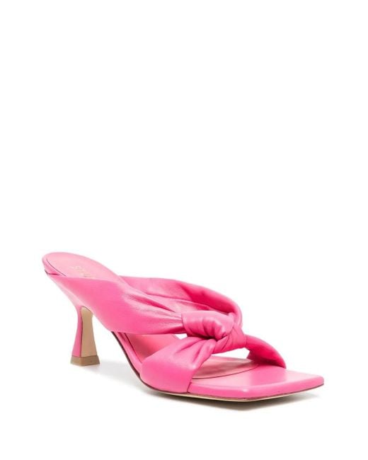 Stuart Weitzman Pink Slip-On Square-Toe Sandals