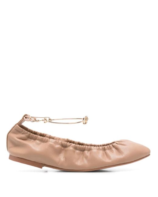 Twinset Pink Ankle-Strap Ballerina Shoes