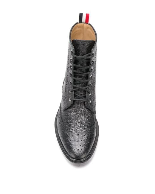 Thom Browne Black Classic Wingtip Rubber Sole Boot