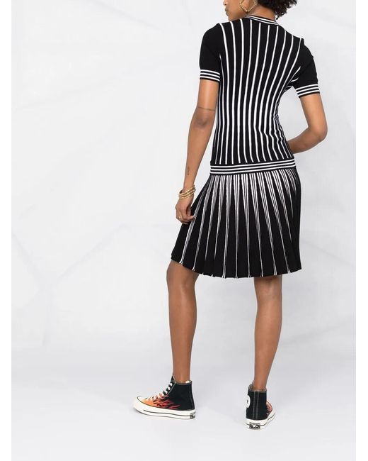 Philipp Plein Black Intarsia-Stripe Short-Sleeve Jumper