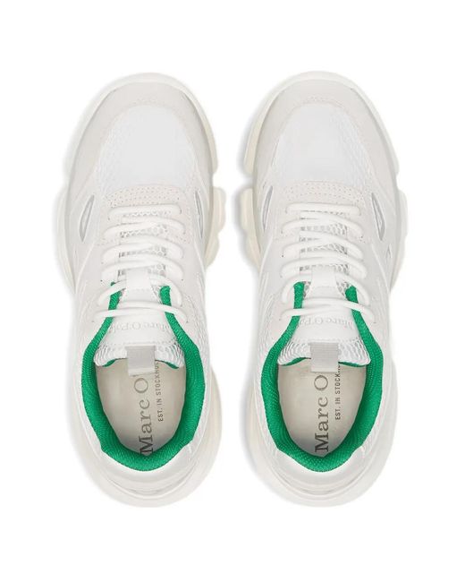 Marc O' Polo White Mesh-Paneled Chunky Sneakers