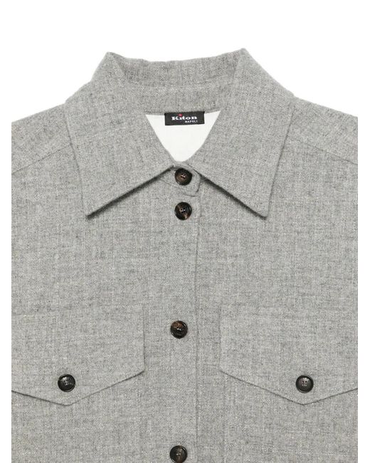 Kiton Gray Chest-Pockets Buttoned Overshirt