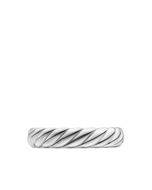 David Yurman White 18Kt Sculpted Cable Band Ring (4.6Mm)