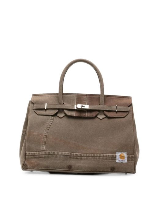 ANOTHER CHANCE Metallic Panelled Logo-Patch Tote Bag for men