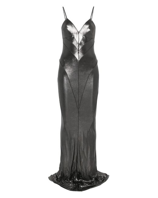 Rick Owens White Lamé-Effect Maxi Dress