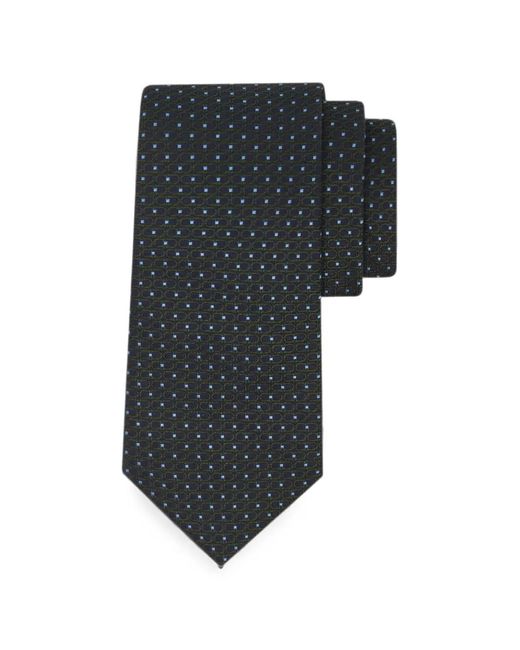 Ferragamo Black Cravate En Soie À Motif Double Gancini for men