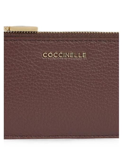 Coccinelle Purple Metallic Logo-Print Card Holder