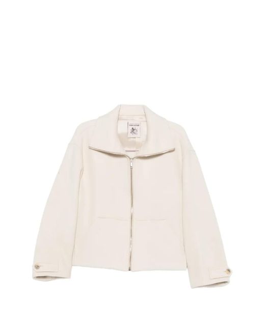 Semicouture White Zip-Up Button-Cuff Jacket