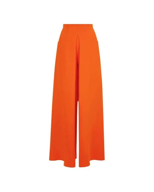 Gemy Maalouf Orange Front-Slit Wide-Leg Trousers