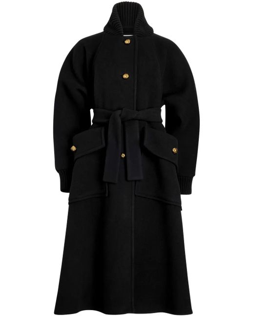 Abrigo con cintura lazada Patou de color Black