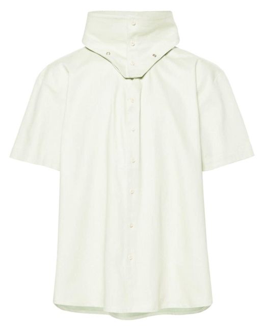 AV VATTEV White Funnel-neck Cotton Shirt for men