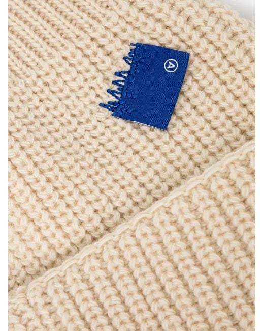 Adererror Natural Ribbed-Knit Logo Beanie