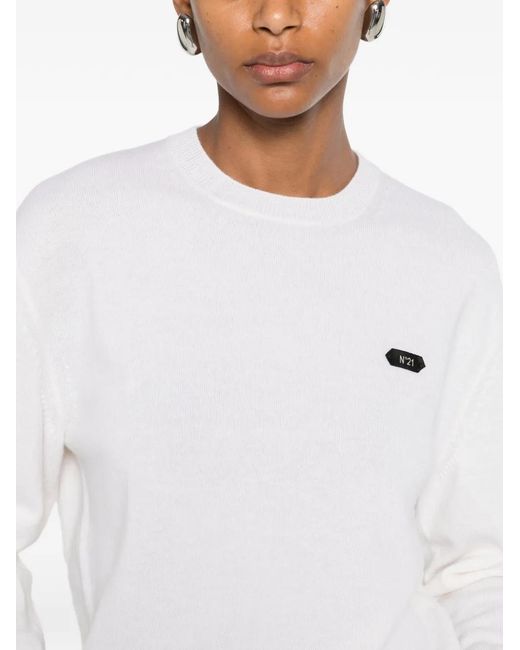 Pull À Patch Logo N°21 en coloris White