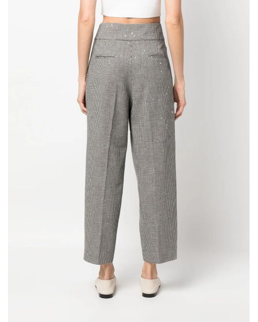 Pantaloni Sartoriali Con Motivo Pied-De-Poule di Fabiana Filippi in Gray