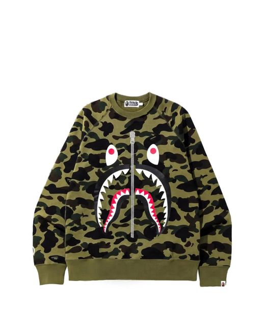 A Bathing Ape Green Sweat 1St Camo Shark for men