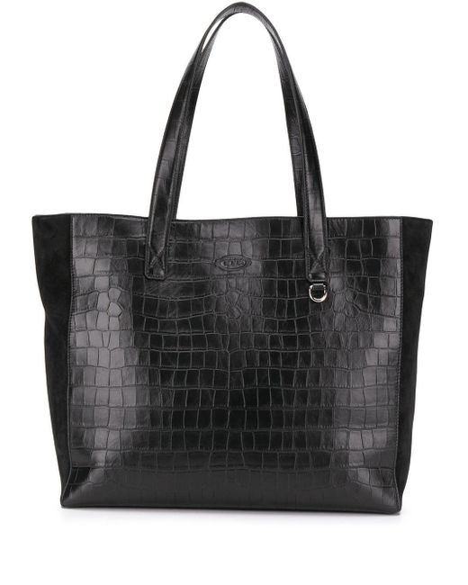 Tod's Black Crocodile-effect Tote Bag for men