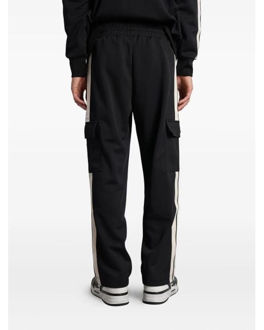 Palm Angels Black Stripe-Detailing Cargo Trousers for men