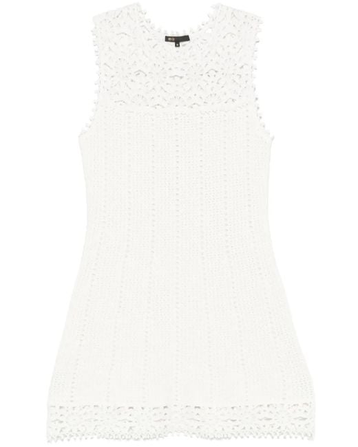 Maje White Crochet-Knit Minidress