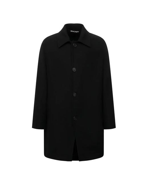 Palm Angels Black Button-Up Single-Breasted Coat for men
