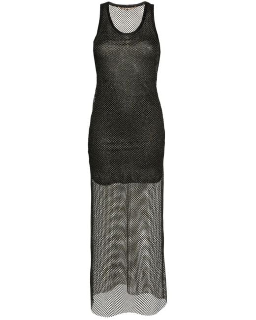 Palm Angels Black Mesh Maxi Dress