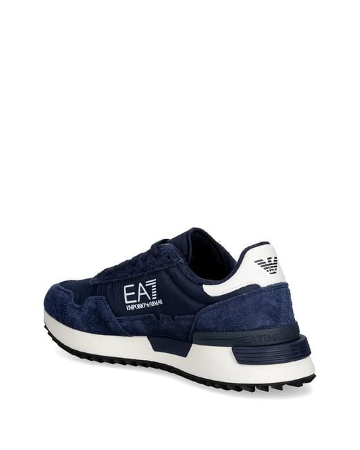 EA7 Blue Logo-Print Sneakers