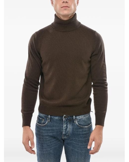 Malo Brown Turtleneck Cashmere Sweater for men