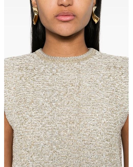 Fabiana Filippi Natural Lurex-Detail Bouclé Top