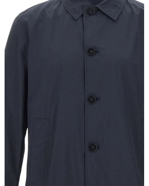 Woolrich Blue Button Front Coat for men