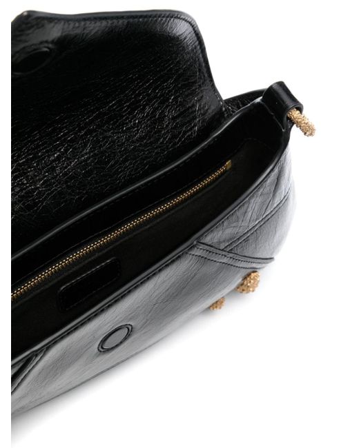 Pinko Black Classic 520 Naplak Vintage Leather Shoulder Bag