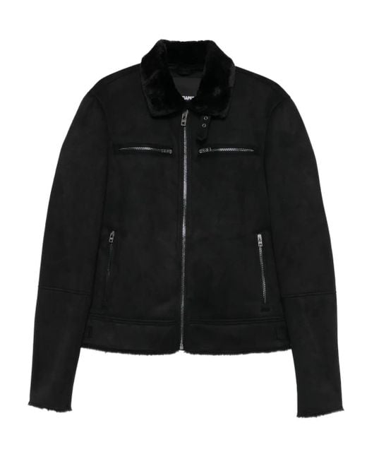 Chaqueta biker con cuello suave Patrizia Pepe de hombre de color Black