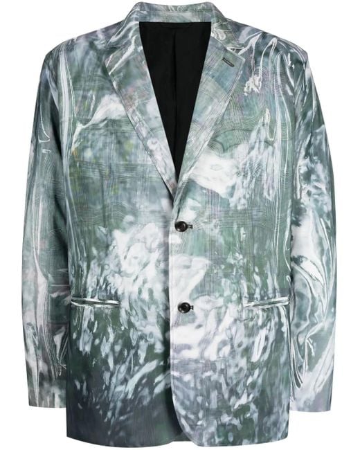 Doublet Blue Abstract-Print Single-Breasted Blazer for men