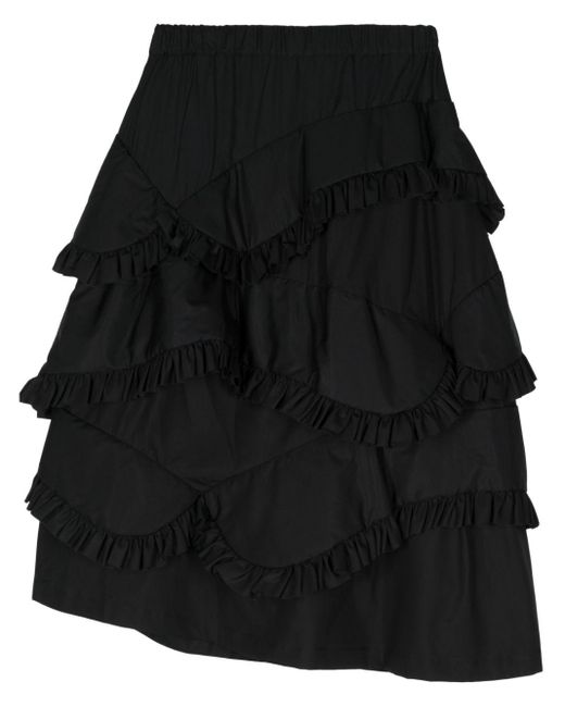 Noir Kei Ninomiya Black Layered-design Cotton Skirt