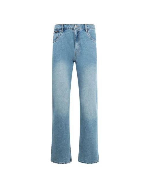 Pleasures Blue Rotten Skull-Embroidered Jeans for men