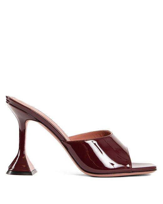 AMINA MUADDI Brown Lupita Patent Square-Toe 95 Mules