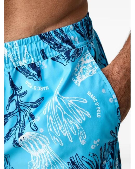 Marc O' Polo Blue Graphic-Print Drawstring Swim Shorts for men