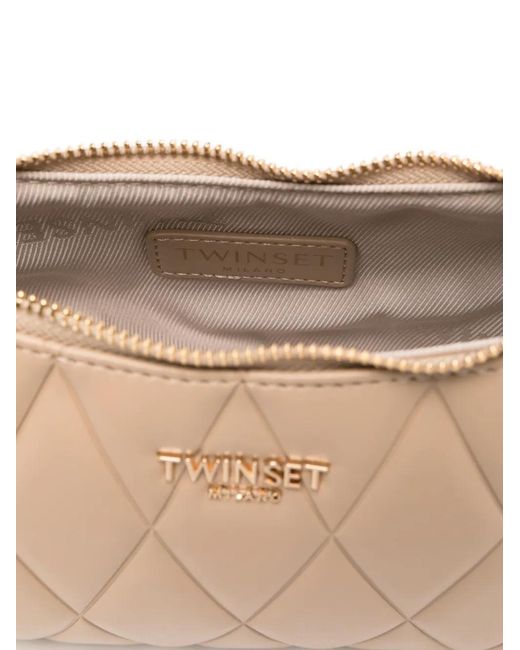 Twinset Natural Quilted Chain Shoulder Bag