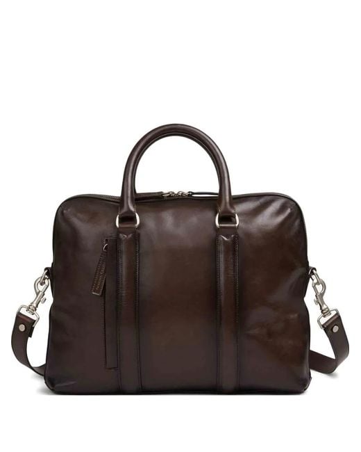 Officine Creative Brown Quentin Leather Briefcase Bag for men