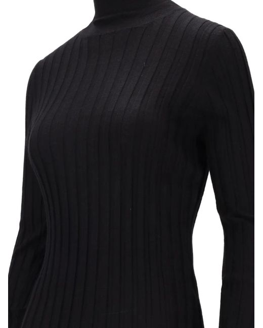 LA ROSE Black High-Neck Ribbed Top