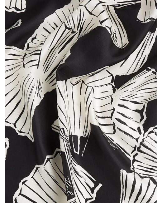 Karl Lagerfeld Black K/Signature Small Fan-Print Scarf